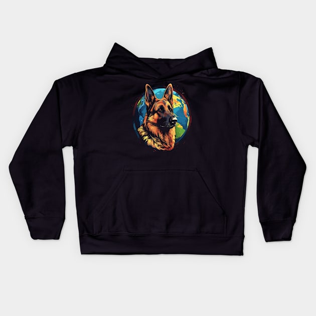 German Shepherd Earth Day Kids Hoodie by JH Mart